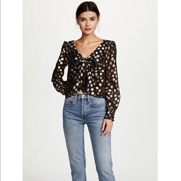 For love and lemons lottie tie front dot blouse xs - Picture 4 of 10